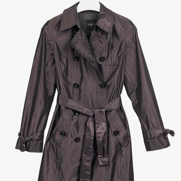Weekend Max Mara Jackets & Blazers - Weekend Max Mara Purple Taffeta Double-Breasted Belted Trench Coat